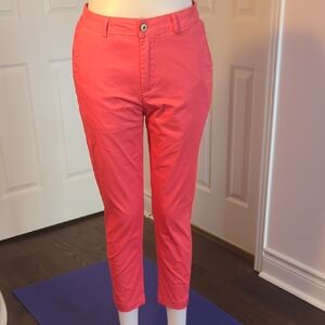 Vibrant Coral Cropped Pants